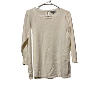 Joseph A Womens Pullover Sweater Ivory Long Sleeve Jewel Neck Tight Knit Solid L